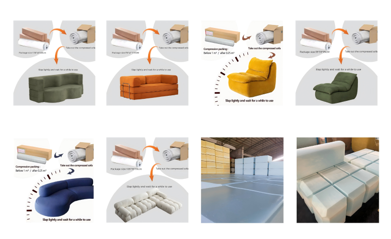 Many types of compressed sofas -2-compressed package with less room and less shipping cost