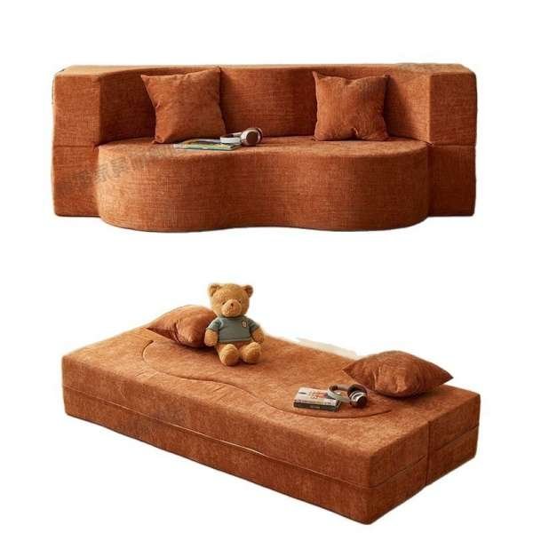 compressed sofa brown color Foldable and unfolded saved room