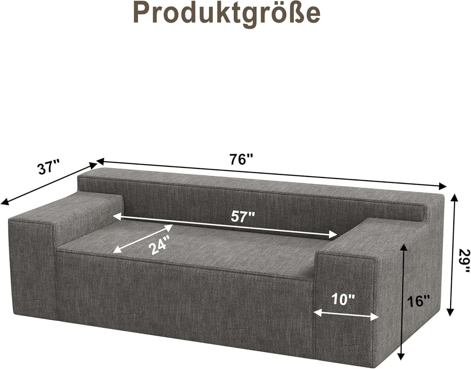 Three-Seater Compressed Sofa in a Box with Three Pillows