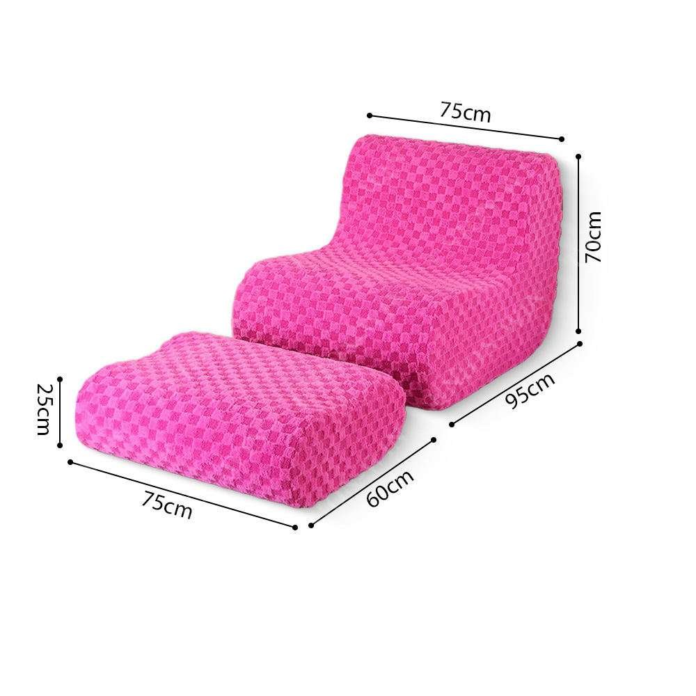 Foam Compressed Leisure Lazy Sofa Chair Set With Footstool - Image 2