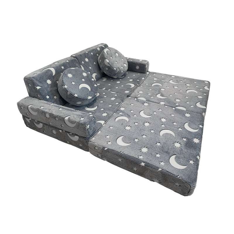 Kid play couch bed Glowing in dark room with more room