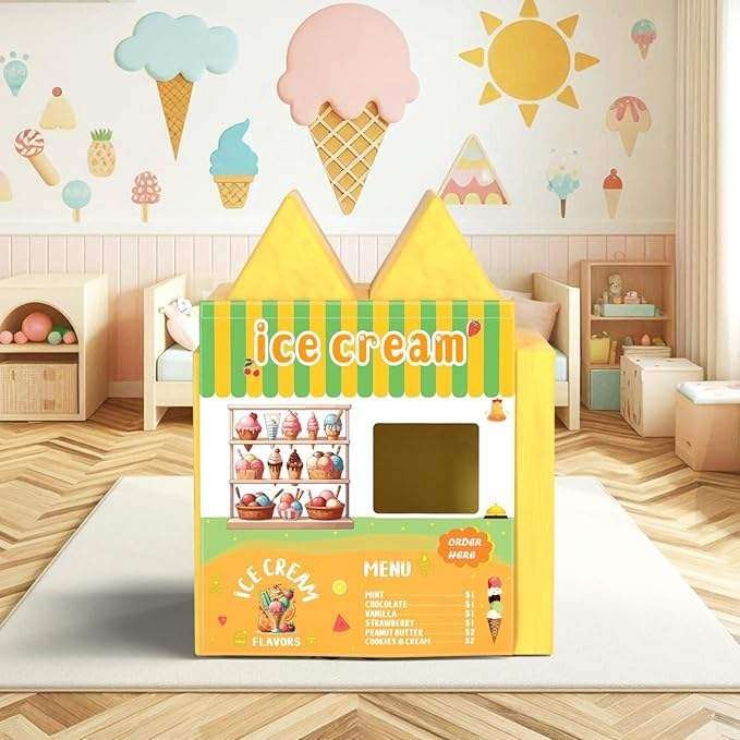 Kid play couch yellow color with Couch Swag Play Panel