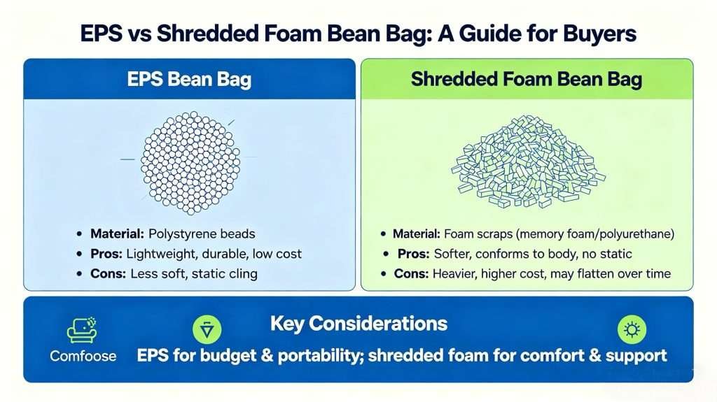 EPS bean bag VS Shredded Foam Bean Bag